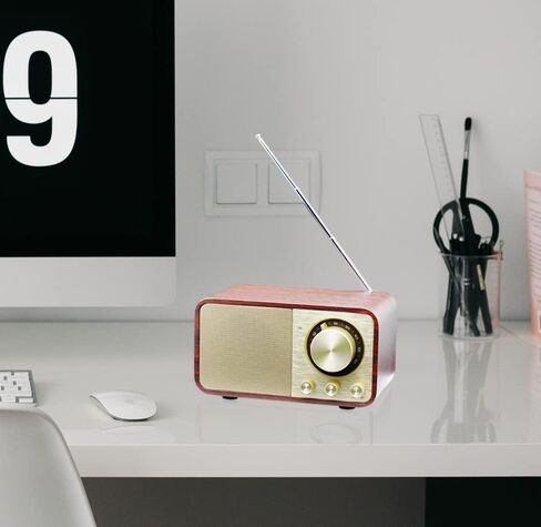 FM Radio with Bluetooth Retro Bluetooth Speaker Vintage Radio with SD/USB Memory Music Player Function, Wireless Streaming from Smartphone, Up to 10 Hours Playback (Walnut) in Kuwait