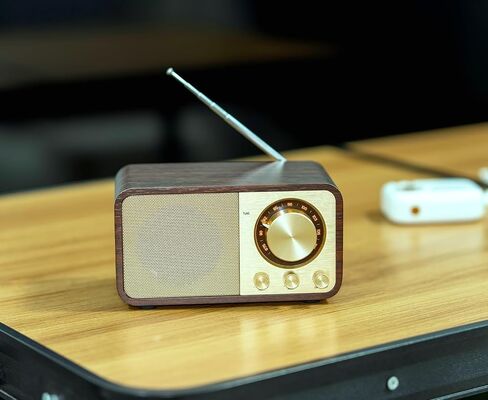 FM Radio with Bluetooth Retro Bluetooth Speaker Vintage Radio with SD/USB Memory Music Player Function, Wireless Streaming from Smartphone, Up to 10 Hours Playback (Walnut) in Kuwait