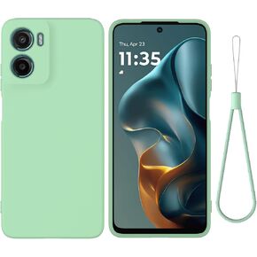 Compatible with Motorola Moto G06 4G Phone Case W Wrist Band, Thin Slim Liquid Silicone Soft Rubber Gel TPU Full Camera Protection Bumper Pure Color Simple Cover,Black in Kuwait
