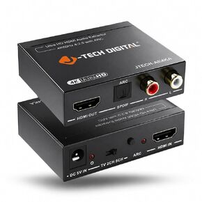 J-Tech Digital HDMI Audio Extractor 4K 60Hz & ARC Support, HDMI to RCA Optical Compatible with Dolby Digital DTS Stereo for Laptop Blu-Ray Gaming Consoles (JTECH-AE4KA) in Kuwait