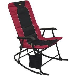 Faulkner 49596H Dakota Folding Rocking Chair – Burgundy/Black, Padded Seat & Backrest, Lightweight Steel Frame, Side Pouch, 300 lb Capacity, Foldable Outdoor Camping Chair in Kuwait