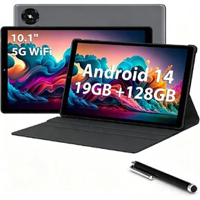 2026 New 10.3 Inch Tablet with Stylus, 2K IPS Display Tablet Android 14 Tablet, 19GB RAM 256GB ROM (1TB TF Expandable), 8-Core,8+13MP Dual Camera, 8000mAh Battery, 5G/2.4G Dual WiFi - Gray in Kuwait