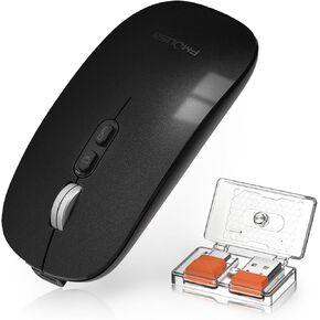 FMOUSE Slim Wireless Mouse, Tri-Mode 2.4G/Bluetooth, Rechargeable – Silver in Kuwait