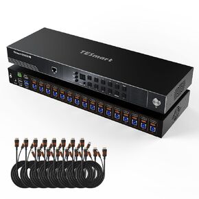 TESmart HDMI KVM Switch 8 Port 8K@60Hz, USB 3.0 8X1 Rackmount KVM Enterprise-Grade EDID Emulator, Hotkey Switch, RS232, LAN Port, IR Remote, IP Control, Auto Scan, with 8 Pcs 5ft KVM Cable in Kuwait