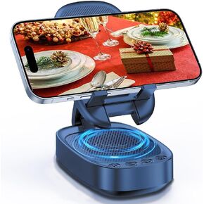 Cell Phone Stand with Wireless Bluetooth Speaker, Unique Gifts for Men/Women, Adjustable Phone Holder with 5 LED Light Modes, Anti-Slip Base HD Surround Sound, Compatible with iPhone/iPad, Blue in Kuwait
