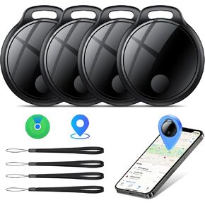 Air Tracker Tags-4 Pack: Smart Bluetooth Tracker, Compatible with Apple Find My APP (iOS Only) Replaceable Battery, IP67 Waterproof, Suitable for Luggage, Wallets, Backpacks, Keys Tracking Tag, Black in Kuwait