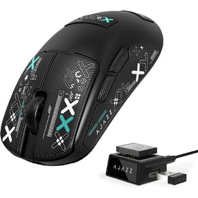 AJAZZ AJ159V2MC Wireless Gaming Mouse, Dual Battery,Replaceable Battery Design,Lightweight 54g,24000DPI,2.4G/USB-C/BT,PAW331 Optical Sensor for PC/Mac-White-Griptape in Kuwait