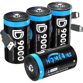 Rechargeable D Batteries 4 Pack, 9000mWh Lithium D Cell Batteries in Kuwait