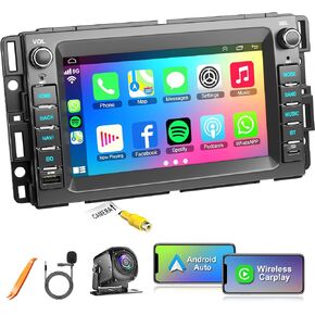 Car Stereo with DVD/CD for 2007-2012 Chevrolet Chevy Silverado Impala GMC Sierra Acadia Enclave Yukon, 7" IPS Touch Screen Car Radio with GPS Wireless CarPlay/Android Auto, Backup Camera,SWC,DSP in Kuwait