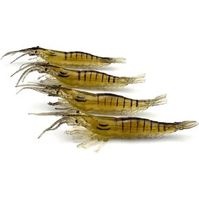 Pack of 10 2.75" Shrimp Lures Soft Plastic Bait Simulation Prawn Saltwater Hooks in Kuwait