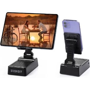 Birthday Gifts for Women Men, Foldable Adjustable Phone Stand with Bluetooth Speaker & 5000mAh Charger, HD Stereo Surround Sound Anti-Slip Holder for Home Office 1 Pack (Black) in Kuwait