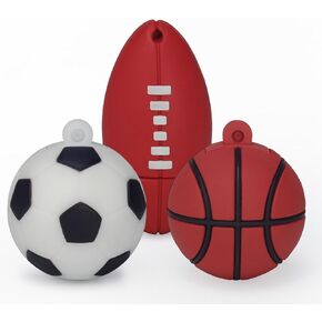 32GB Cute USB Flash Drive 3 Pack, Sports Ball Shape USB 2.0 Computer Memory Stick Pendrive Flash Disk Jump Drive (Football+Basketball+Rugby) in Kuwait