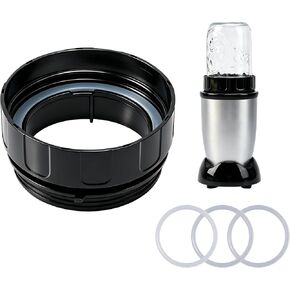 Adapter for Magic Bullet Blender & Wide-Mouth Mason Jar — 1-Pack Connector + 3-Pack Silicone Sealing Rings, Only Compatible with MB1001 250W Blender and Ball Jars in 16oz, 32oz, and 64oz in Kuwait