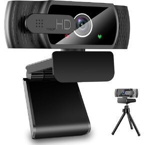skybess 1080P HD Webcam, Live Stream Web Camera with Microphone and Privacy Cover - 110° View USB Webcam for PC Zoom Video Conferences, Calls, Skype, YouTube, Facetime, etc - Plug and Play in Kuwait