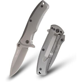 Tac-Force TiNite Coated Folding Pocket Knife – 2.75" Stainless Steel Blade, Frame Lock, Black Stainless Steel Handle, Pocket Clip, 6.25" Overall Length (Grey) in Saudi Arabia