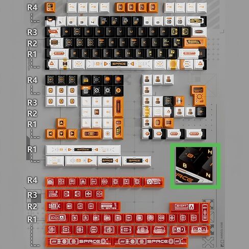 ULTRAEQUIP x PIIFOX Clear Keycaps + PBT Keycaps Set Transparent 182 Keys Side Printed Dye Sub Shine Through Keycaps Cherry Profile for MX Switch Mechanical Keyboard Key Cap in Kuwait