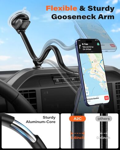APPS2Car 14'' Gooseneck Car Truck Phone Holder for MagSafe,Windshield Mount in Kuwait