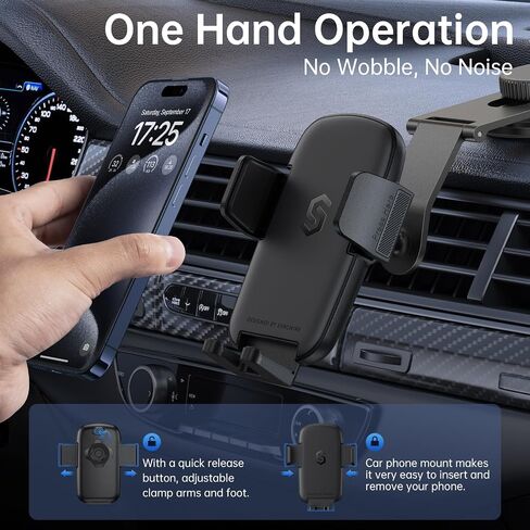 SYNCWIRE Car Phone Holder for Universal Dashboard [Super Stable] Car Phone Mount Foldable Aluminum Alloy Arm for iPhone 17 16 15 14 13 12 Series & All Phones in Kuwait