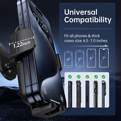 SYNCWIRE Car Phone Holder for Universal Dashboard [Super Stable] Car Phone Mount Foldable Aluminum Alloy Arm for iPhone 17 16 15 14 13 12 Series & All Phones in Kuwait