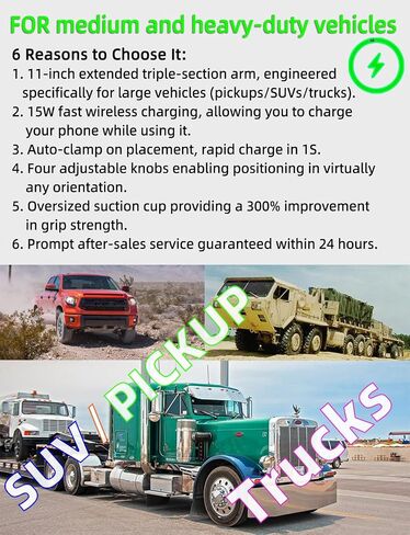 Wireless Car Charger Phone Holder Mount for Truck, 15W Fast Charging in Saudi Arabia