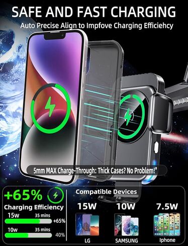 Wireless Car Charger Phone Holder Mount for Truck, 15W Fast Charging in Saudi Arabia