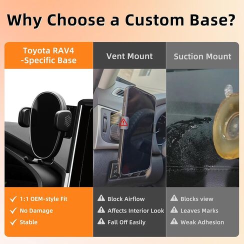 Car Phone Holder for Toyota RAV4 (2019-2024 2025,7/8inch Screen), 360 Phone Holder Rotating, Hands Free Mobile Holder, Car Mount for iPhone, Samsung & Android, 2023 RAV-4 Interior Accessories in Saudi Arabia