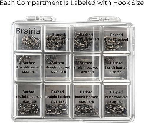 Fly Fishing Hooks Assortment – 240Pcs Dry/Wet/Nymph/Curved/Czech/Scud, Sizes 8-18, No-Mess Storage Box for Trout Bass Panfish in Kuwait