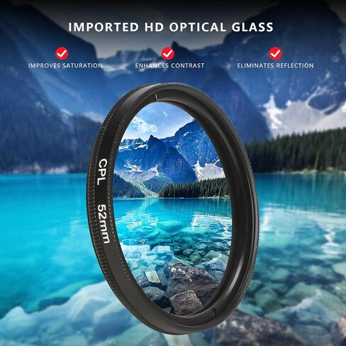 52MM Circular Polarizer Filter, Ultra Slim Multi-Coated CPL Lens Filter, Clip-on Phone Camera Filter Kit, Compatible for iPhone 15 14 13 12 11,Motorola, Google Pixel and Other Smart Phones in Kuwait