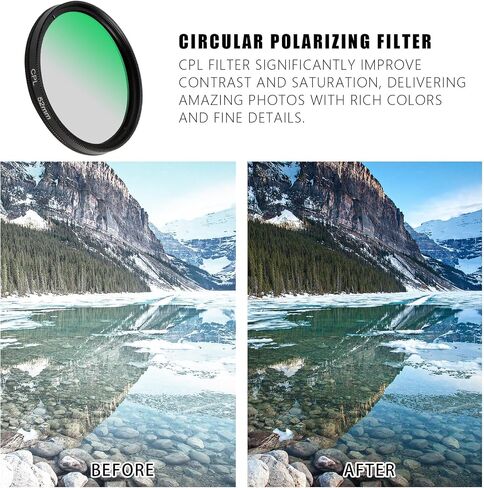 52MM Circular Polarizer Filter, Ultra Slim Multi-Coated CPL Lens Filter, Clip-on Phone Camera Filter Kit, Compatible for iPhone 15 14 13 12 11,Motorola, Google Pixel and Other Smart Phones in Kuwait