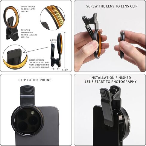 52MM Circular Polarizer Filter, Ultra Slim Multi-Coated CPL Lens Filter, Clip-on Phone Camera Filter Kit, Compatible for iPhone 15 14 13 12 11,Motorola, Google Pixel and Other Smart Phones in Kuwait