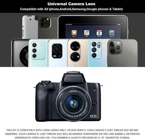 52MM Circular Polarizer Filter, Ultra Slim Multi-Coated CPL Lens Filter, Clip-on Phone Camera Filter Kit, Compatible for iPhone 15 14 13 12 11,Motorola, Google Pixel and Other Smart Phones in Kuwait