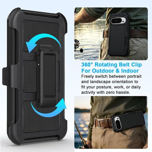 2 in 1 Case for Google Pixel 9 10 Pro with Belt Clip Defender, Heavy Duty Shockproof Holster with 360 Rotating Kickstand in Kuwait