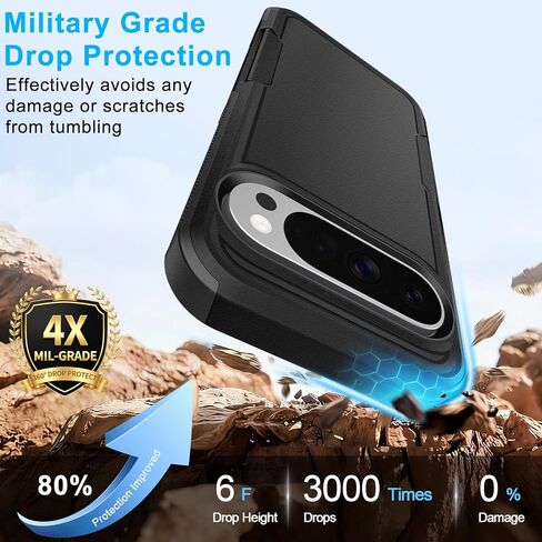 2 in 1 Case for Google Pixel 9 10 Pro with Belt Clip Defender, Heavy Duty Shockproof Holster with 360 Rotating Kickstand in Kuwait