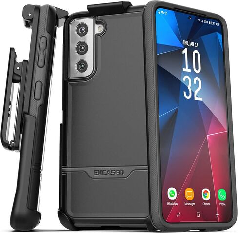 Rebel Series Designed for Samsung Galaxy S21 Belt Clip Case (2021) Protective Heavy Duty Holster Phone Case - Black (Black) in Kuwait