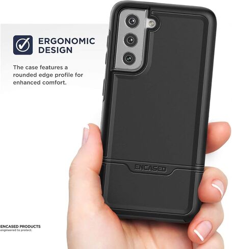 Rebel Series Designed for Samsung Galaxy S21 Belt Clip Case (2021) Protective Heavy Duty Holster Phone Case - Black (Black) in Kuwait