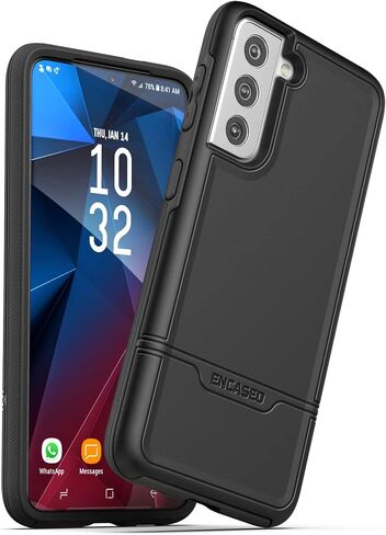 Rebel Series Designed for Samsung Galaxy S21 Belt Clip Case (2021) Protective Heavy Duty Holster Phone Case - Black (Black) in Kuwait