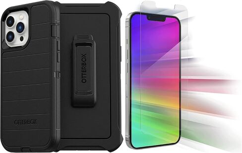OtterBox iPhone 13 Pro Max (Only) Bundle: - Defender Series Case - with Screen Protector - Holster Clip Included - Microbial Defense Protection - Non-Retail Packaging (Black) in Kuwait
