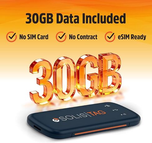 Solis Tag, USB-C Mobile WiFi Hotspot with 1GB/Monthly + 30GB Global Data in Kuwait