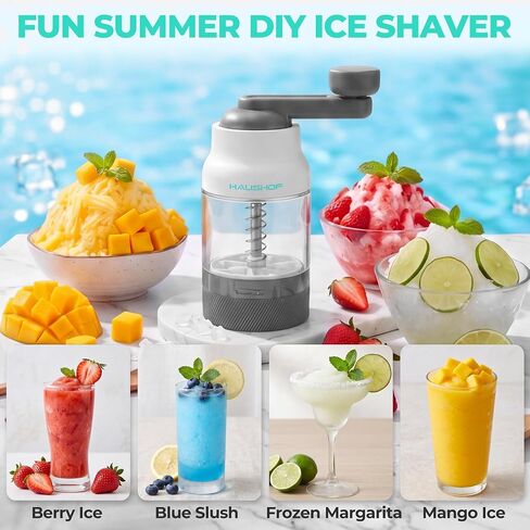 HAUSHOF Manual Ice Shaver, Portable Shaved Ice Machine with Ice Mold in Kuwait