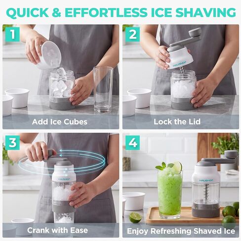 HAUSHOF Manual Ice Shaver, Portable Shaved Ice Machine with Ice Mold in Kuwait