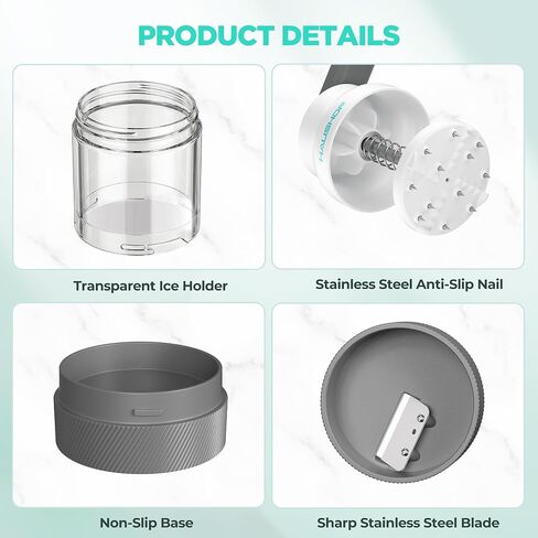 HAUSHOF Manual Ice Shaver, Portable Shaved Ice Machine with Ice Mold in Kuwait