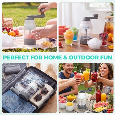 HAUSHOF Manual Ice Shaver, Portable Shaved Ice Machine with Ice Mold in Kuwait
