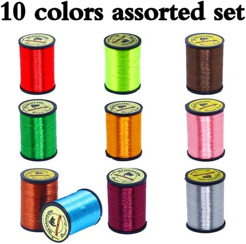 300D Fly Tying Floss Thread 10 Colors Silky Fly Tying Materials 180yds/Spool Multifilament High Gloss Smooth Flat Thread for Salmon&Steelhead Fly Pattern Wet Nymph Streamer Fly Body Wrapping in Kuwait