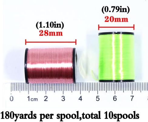 300D Fly Tying Floss Thread 10 Colors Silky Fly Tying Materials 180yds/Spool Multifilament High Gloss Smooth Flat Thread for Salmon&Steelhead Fly Pattern Wet Nymph Streamer Fly Body Wrapping in Kuwait
