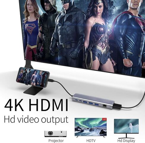 9-in-1 USB C Hub Laptop Docking Station, Multiport Adapter with 4K@30Hz HDMI, 3X USB 3.0, Gigabit Ethernet, Type-C Data Port, 100W PD, SD/Micro SD, for MacBook Pro/Air, Dell XPS, HP, Lenovo in Kuwait