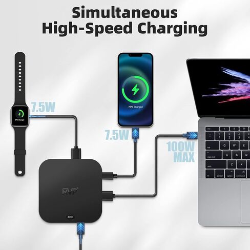 RVP+ Docking Station 3 Monitors USB C, 13-in-1, Triple Display-4K HDMI & DisplayPort Dual Monitors, 5Gbps USB-C/A Data Transfer, 100W Laptop-Charging, Gigabit Ethernet, Audio, Black in Kuwait