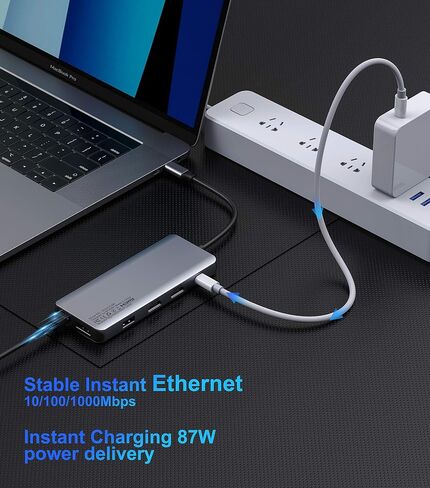 USB C Docking Station Dual Monitor,MOKiN Triple Display USB C Hub with 2 HDMI, DisplayPort, 100W PD, 4*USB,Gigabit Ethernet,SD/TF,Audio Port,USB C Hub Multiport Adapter for HP/Dell/Lenovo/Surface in Kuwait