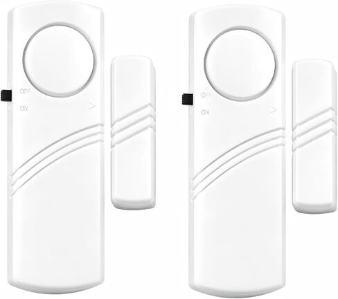 Door Window Alarm, 90dB Loud Wireless Security Sensor for Home, Apartment & Office, Easy Install Burglar Alert for Kids Safety, Pool Doors & Windows (2 White) in Kuwait