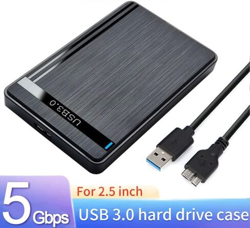 USB 2.5 Inch SATA HDD Enclosure External Hard Drive Case Portable Plug&Play for SSD for HDD Laptop PC Storage Box Shockproof Protective Hard Disk Holder (Black) in Kuwait