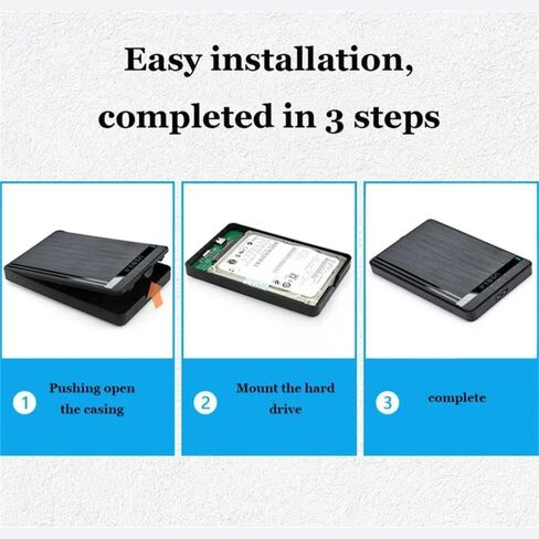 USB 2.5 Inch SATA HDD Enclosure External Hard Drive Case Portable Plug&Play for SSD for HDD Laptop PC Storage Box Shockproof Protective Hard Disk Holder (Black) in Kuwait